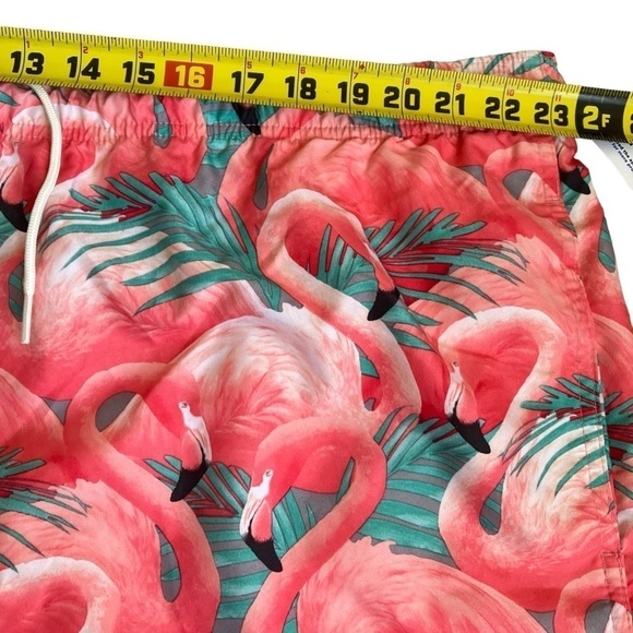 NWT Old Navy Mens 5” Swim Trunks Pink Flamingos Tropical Print Sz 3XL - Picture 5 of 16